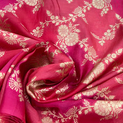 Rani Pink & Red Floral Jal Zari Silk Brocade