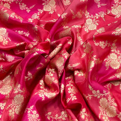 Rani Pink & Red Floral Jal Zari Silk Brocade