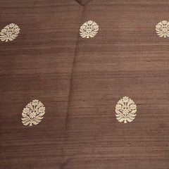 Coffee Brown Floral Butta Raw Silk Brocade