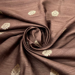 Coffee Brown Floral Butta Raw Silk Brocade