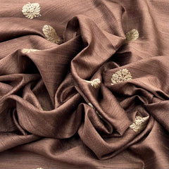 Coffee Brown Floral Butta Raw Silk Brocade