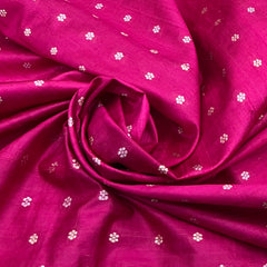 Bright Pink Floral Butti Raw Silk Brocade