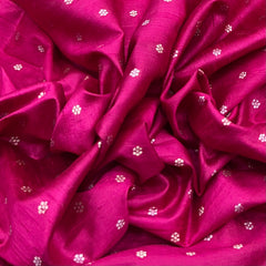 Bright Pink Floral Butti Raw Silk Brocade