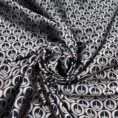 Black Geometric Floral Zari Silk Brocade