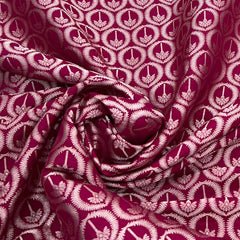 Rani Pink Geometric Floral Zari Silk Brocade