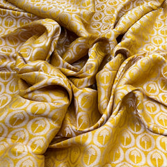 Yellow Geometric Floral Zari Silk Brocade