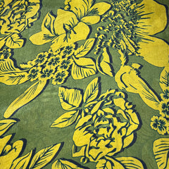 Forest Green Yellow Floral Chinnon Chiffon Print