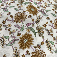 Off White and Multicolour Floral Jal Crush Cotton Printed