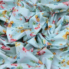 Sky Blue Floral Lawn Cotton Printed