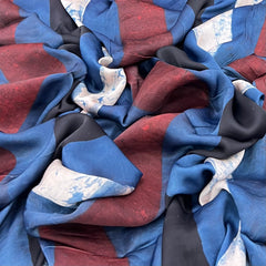 Blue Stripes Modal Satin Ajrak Print