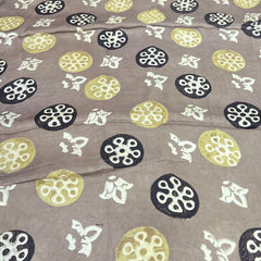 Light Brown Geometric Modal Satin Ajrak Print