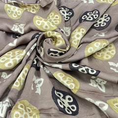 Light Brown Geometric Modal Satin Ajrak Print