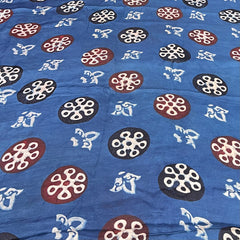 Indigo Blue Geometric Modal Satin Ajrak Print