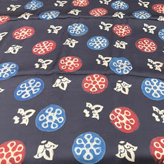 Black Geometric Modal Satin Ajrak Print