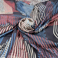 Black & Maroon Geometric Modal Satin Ajrak Print