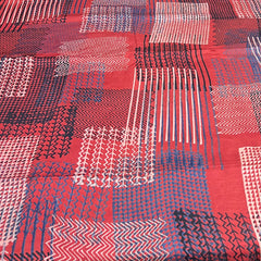 Maroon & Blue Geometric Modal Satin Ajrak Print