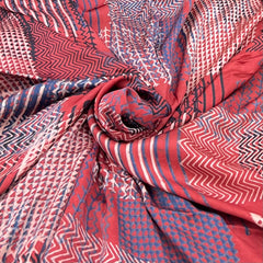 Maroon & Blue Geometric Modal Satin Ajrak Print
