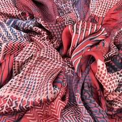 Maroon & Blue Geometric Modal Satin Ajrak Print