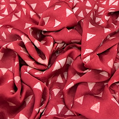 Maroonish Red Geometric Modal Satin Ajrak Print