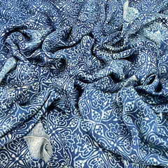 Indigo Blue Modal Satin Ajrak Print