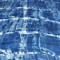 Indigo Blue Marble Modal Satin Ajrak Print