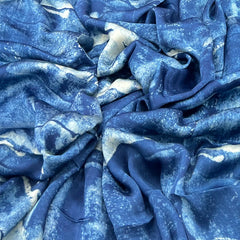 Indigo Blue Marble Modal Satin Ajrak Print