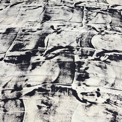 Cream & Black Marble Modal Satin Ajrak Print
