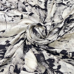 Cream & Black Marble Modal Satin Ajrak Print