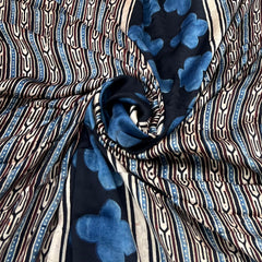 Black Geometric Panel Modal Satin Ajrak Print