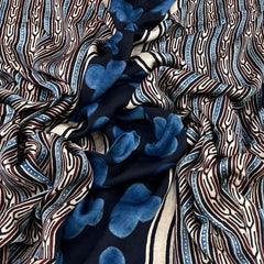 Black Geometric Panel Modal Satin Ajrak Print