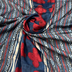 Blue Geometric Panel Modal Satin Ajrak Print