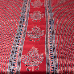Maroon Floral Panel Modal Satin Ajrak Print