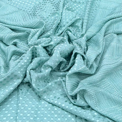 Mint Green Geometric Slub Silk Embroidery