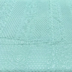Sage Green Geometric Slub Silk Embroidery
