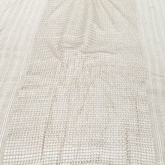 Beige Gold Geometric Slub Silk Embroidery