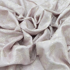 Light Lavender Floral Slub Silk Zari Embroidery