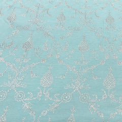 Light Sea Green Floral Slub Silk Zari Embroidery