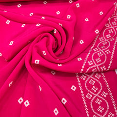 Rani Pink Bandhani Crepe Printed