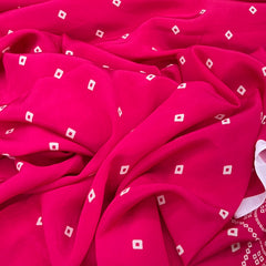 Rani Pink Bandhani Crepe Printed