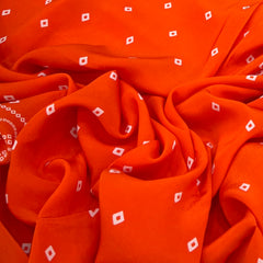 Orange Bandhani Crepe Printed
