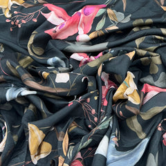 Black Lily Floral Muslin Print