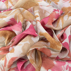 Off White Abstract Floral Organza Print