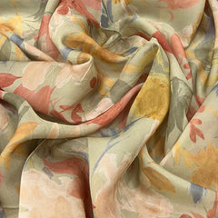 Pastel Green Abstract Floral Organza Print
