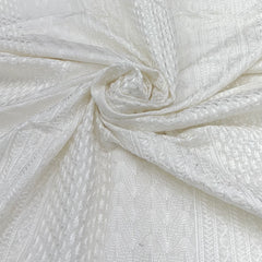 White Lucknowi Slub Slik Embroidery