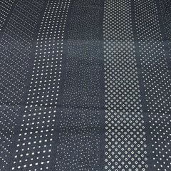 Black Sashiko Stripe Pure Tussar Print