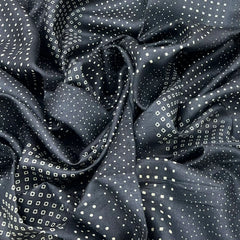 Black Sashiko Stripe Pure Tussar Print