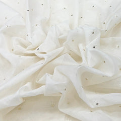 Off White Sequins Butti Mul Chanderi Embroidery