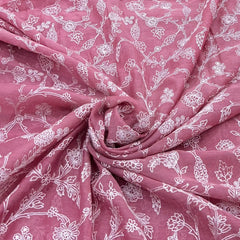 Pink Floral Jal Sequins Thread Chanderi Embroidery