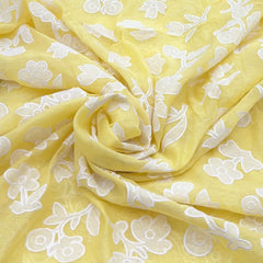 Yellow Applique Floral Jal Chanderi Embroidery