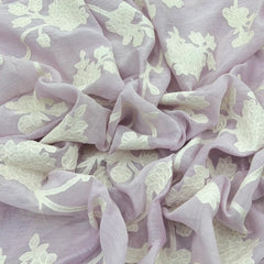 Lavender Applique Floral Jal Chanderi Embroidery
